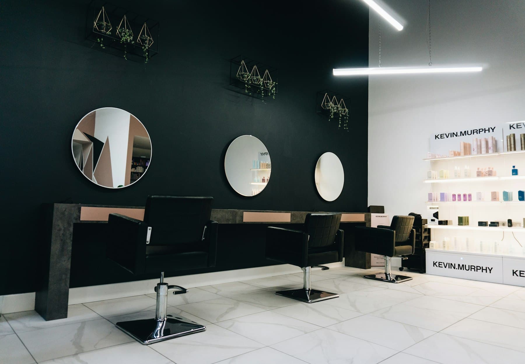 A salon styling area